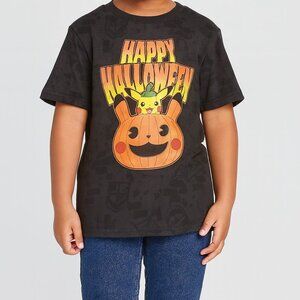 Pokemon Pikachu Happy Halloween Shirt Boys Medium Gray Orange Yellow Hybrid